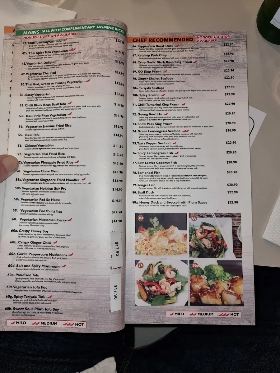 Menu, Sing's Asian Kitchen