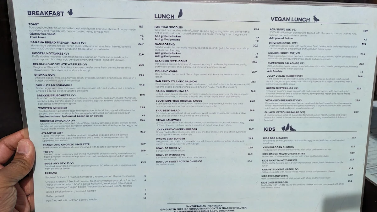 Menu, The Jolly Miller (Williams Landing)