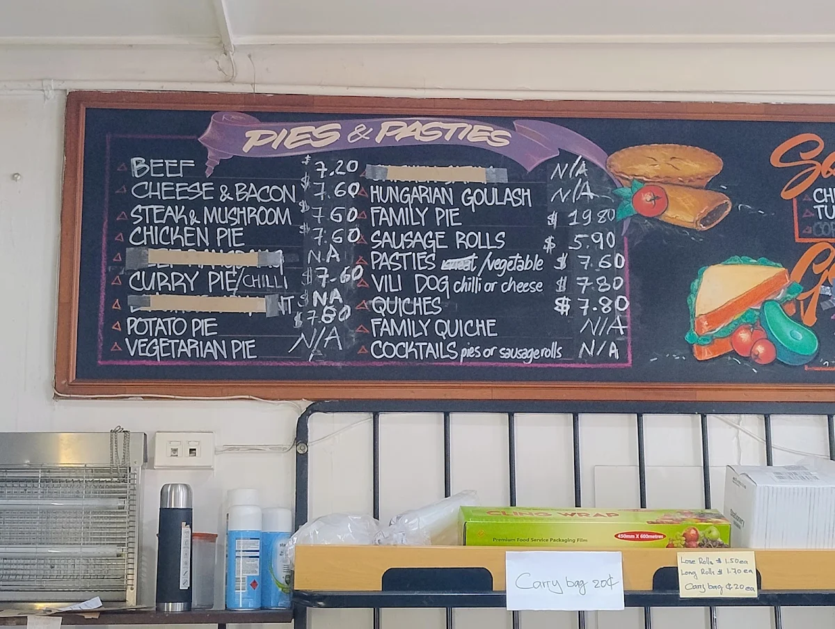 Menu, Vili's Cafe & Bakery