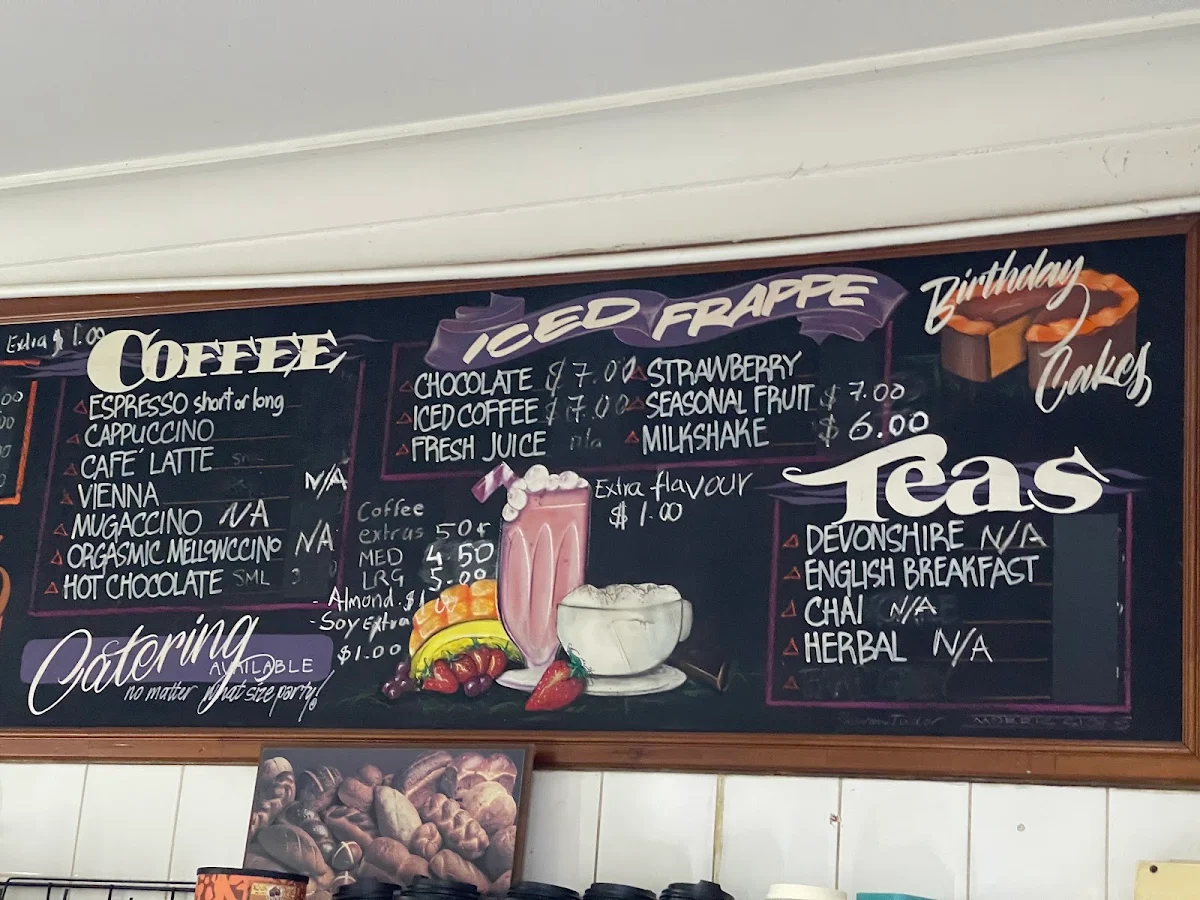Menu, Vili's Cafe & Bakery