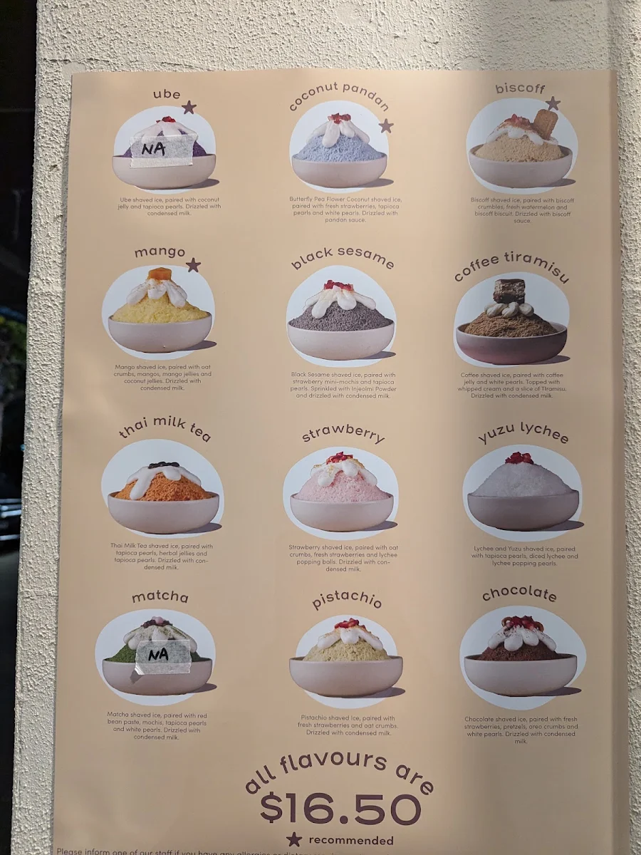 Menu, Bing Chillin Glen