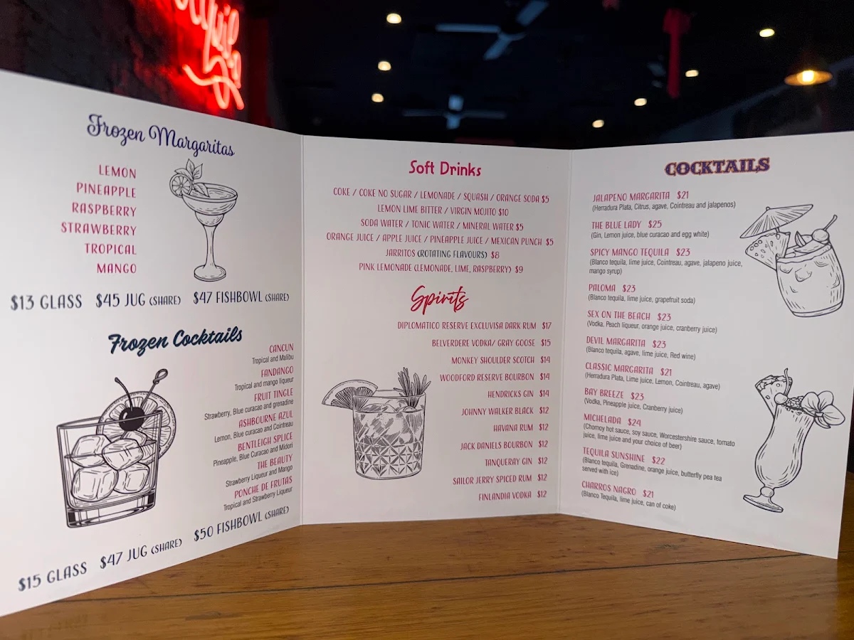Menu, MiiA Mexiico Bentleigh