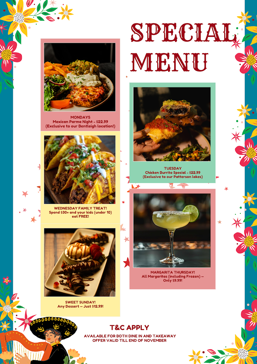 Menu, MiiA Mexiico Bentleigh
