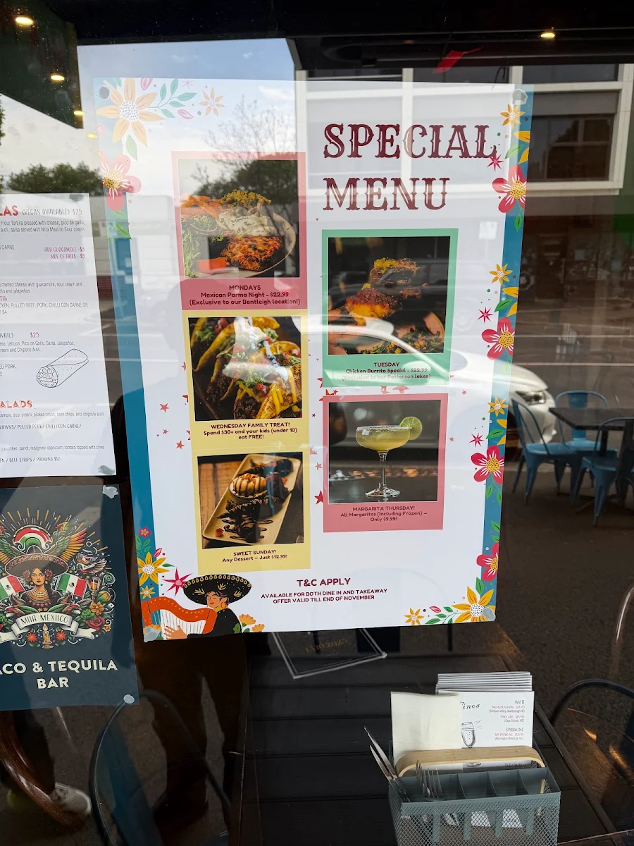 Menu, MiiA Mexiico Bentleigh