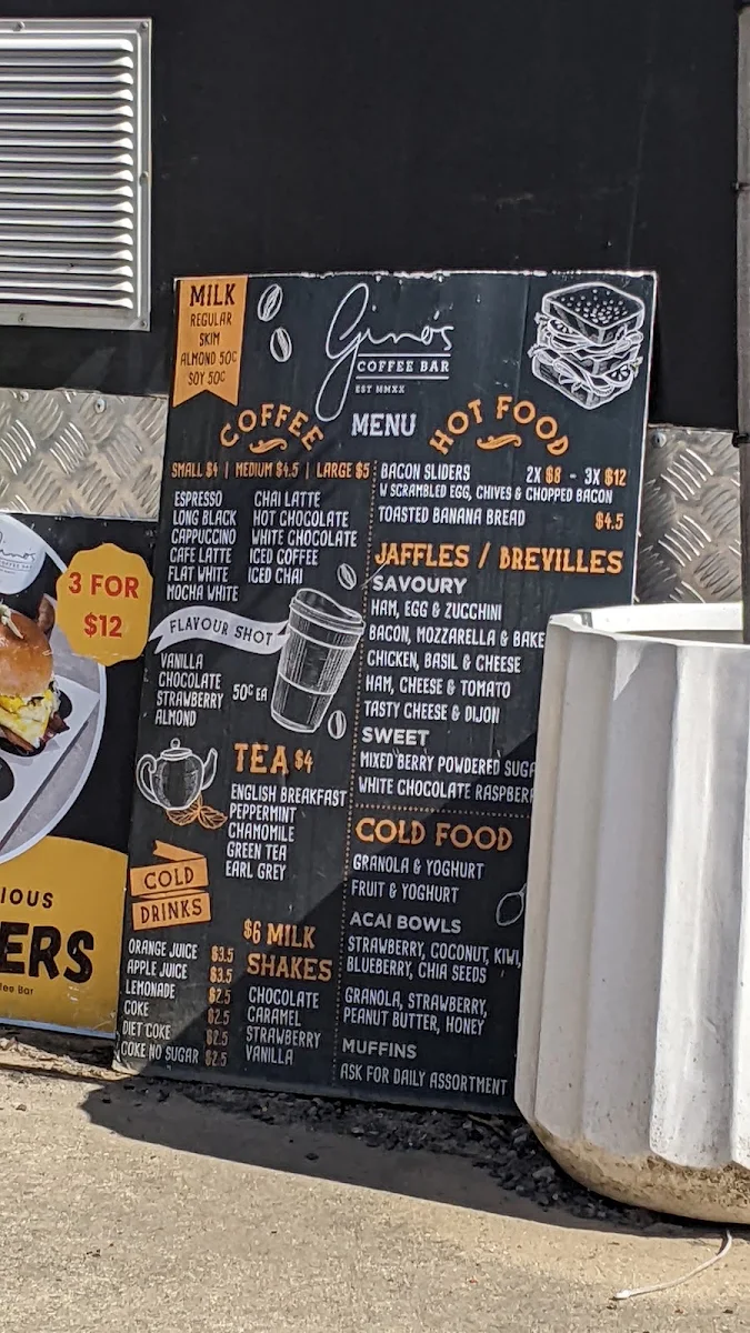 Menu, ginos coffee bar