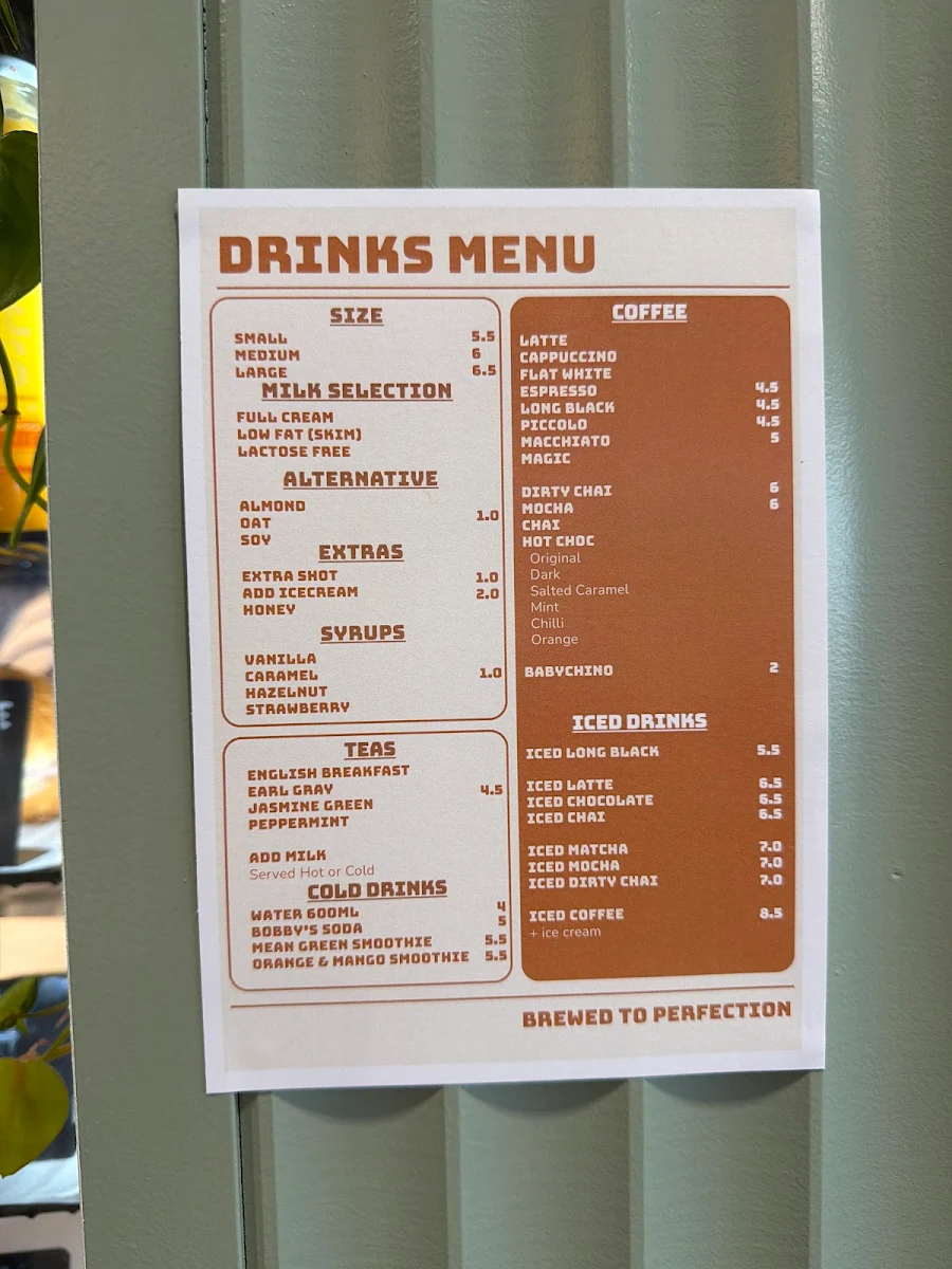 Menu, Nook Coffee