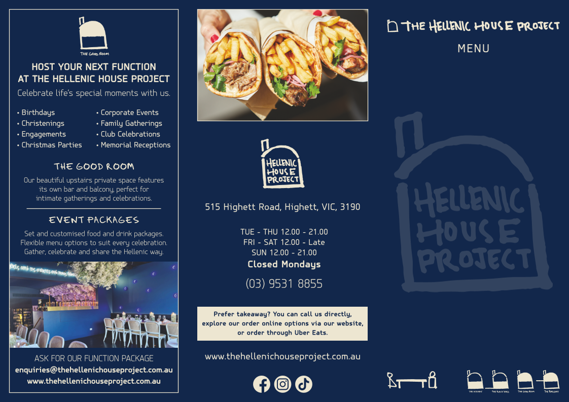 Menu, The Hellenic House Project