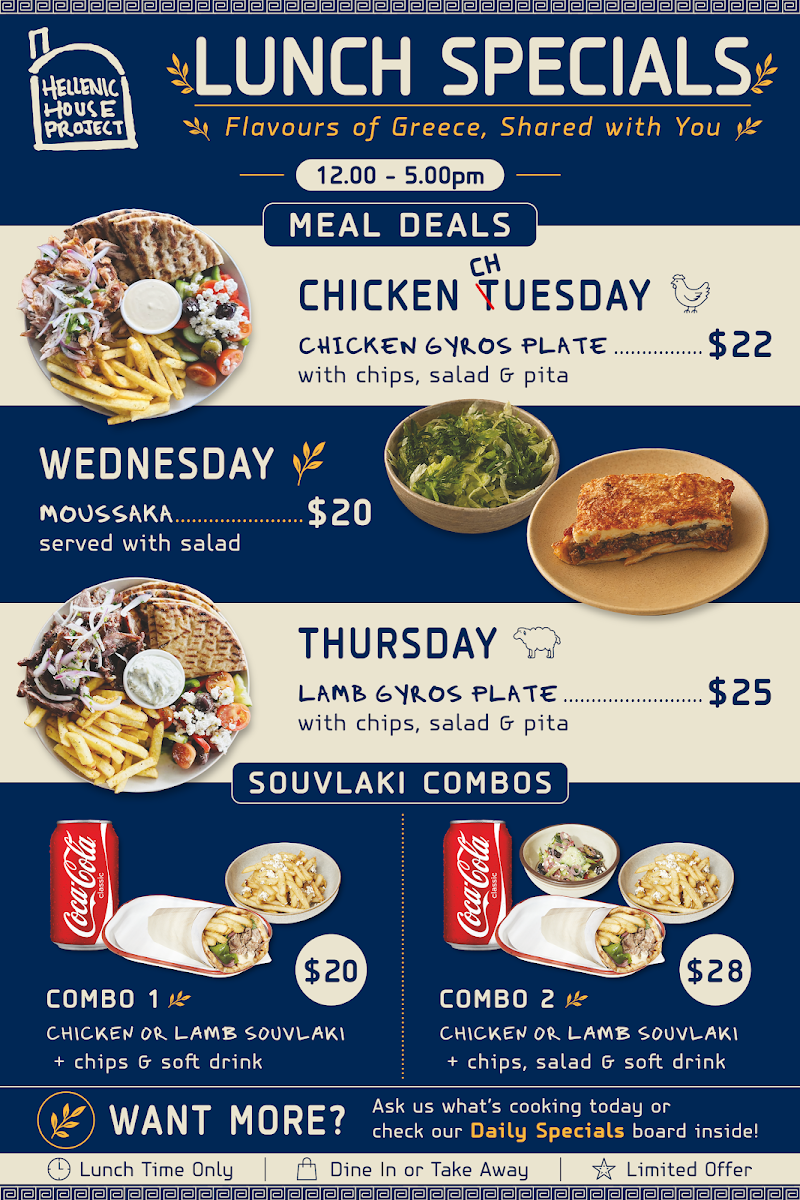 Menu, The Hellenic House Project