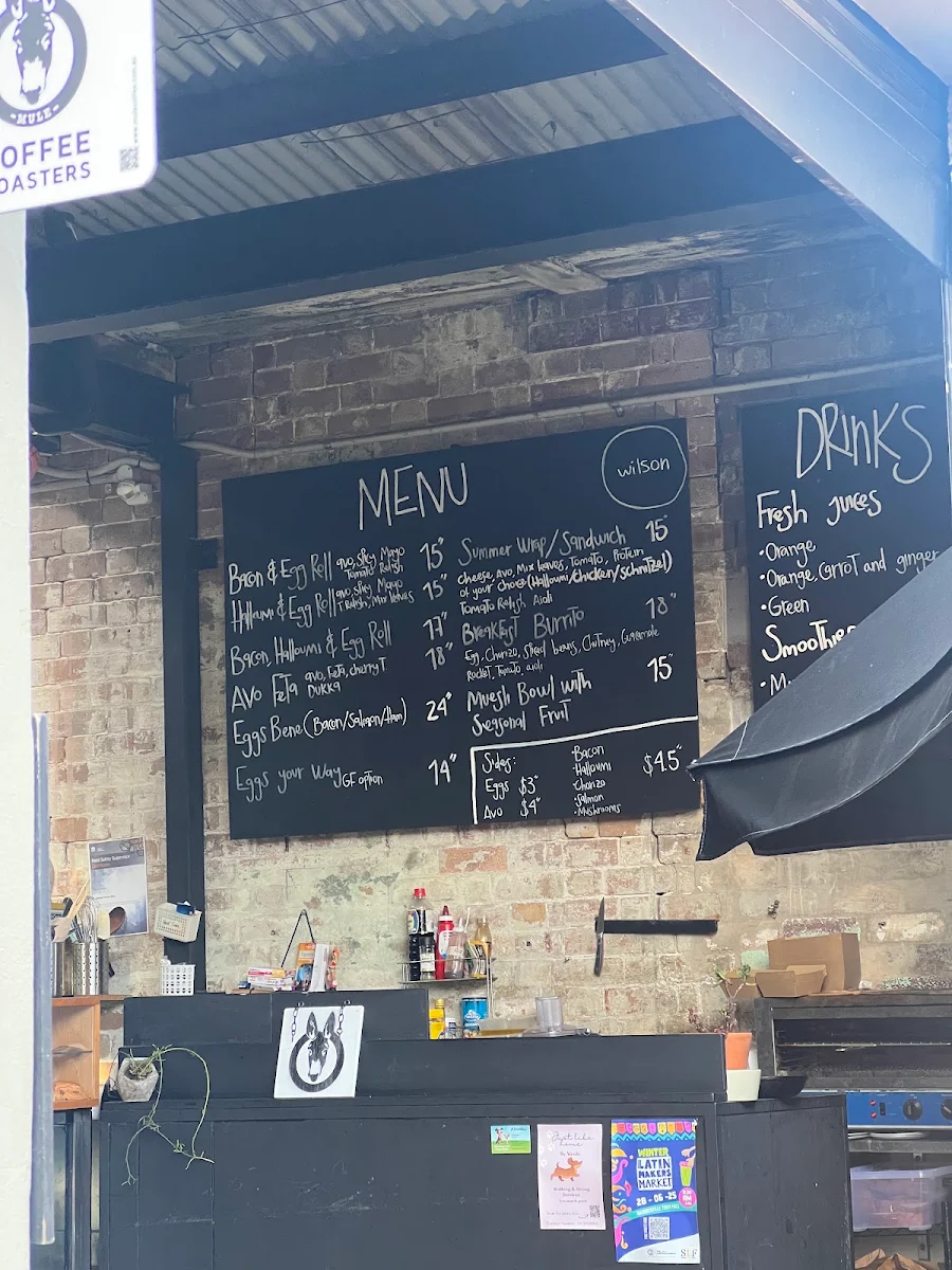 Menu, Wilson Cafe