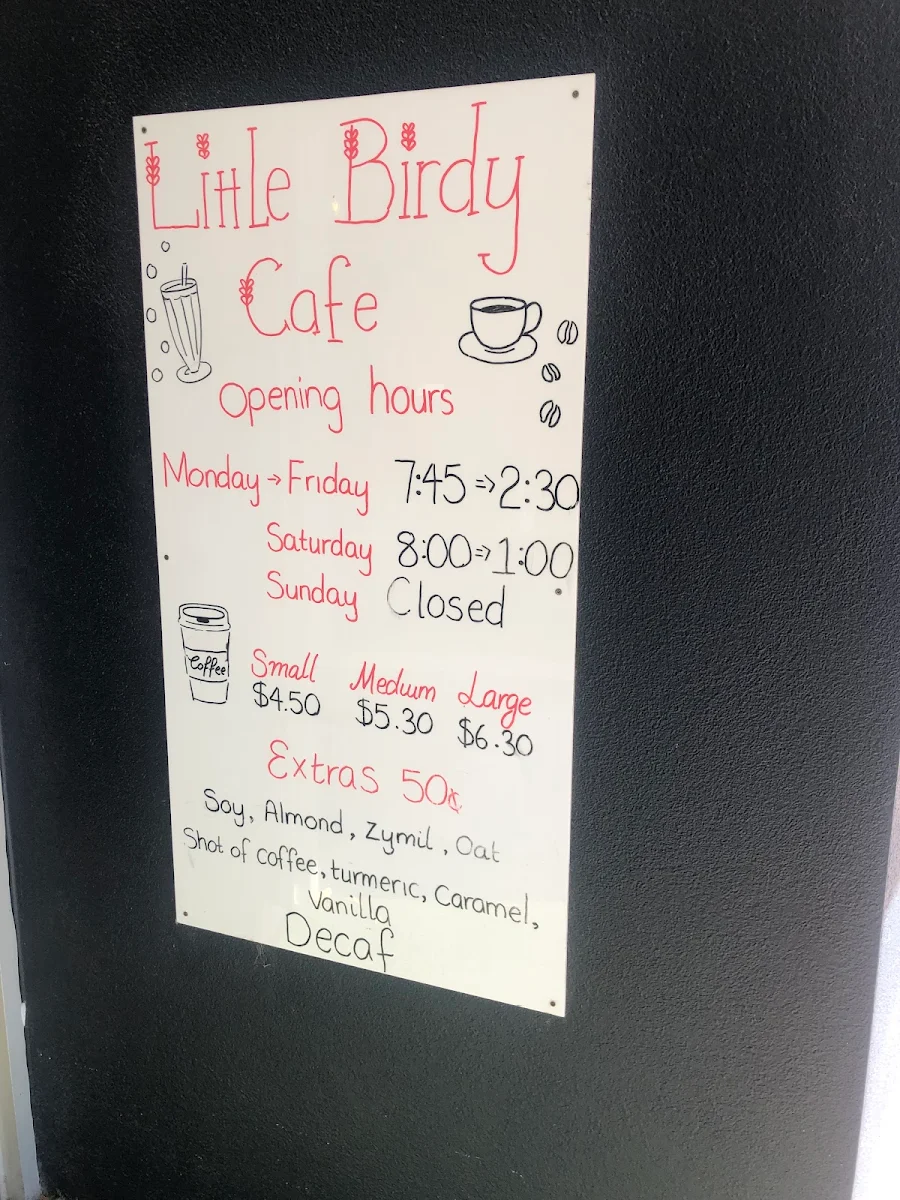 Menu, Little Birdy Cafe