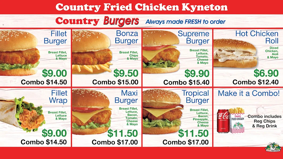Menu, Country Fried Chicken Kyneton