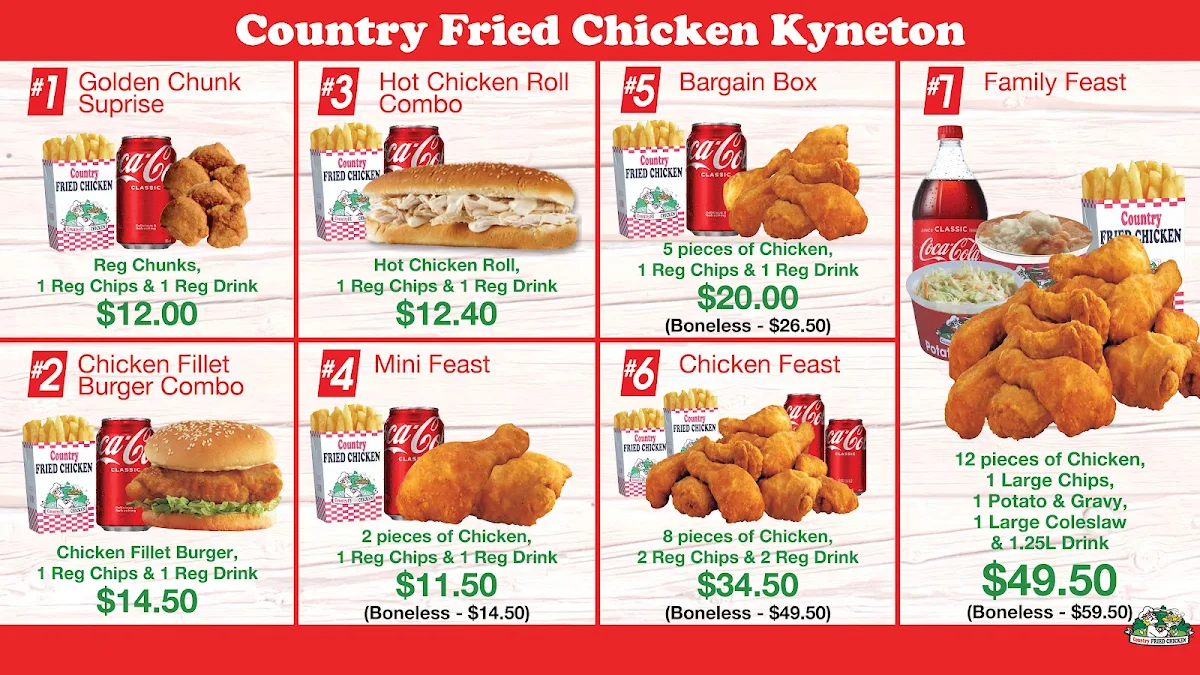Menu, Country Fried Chicken Kyneton