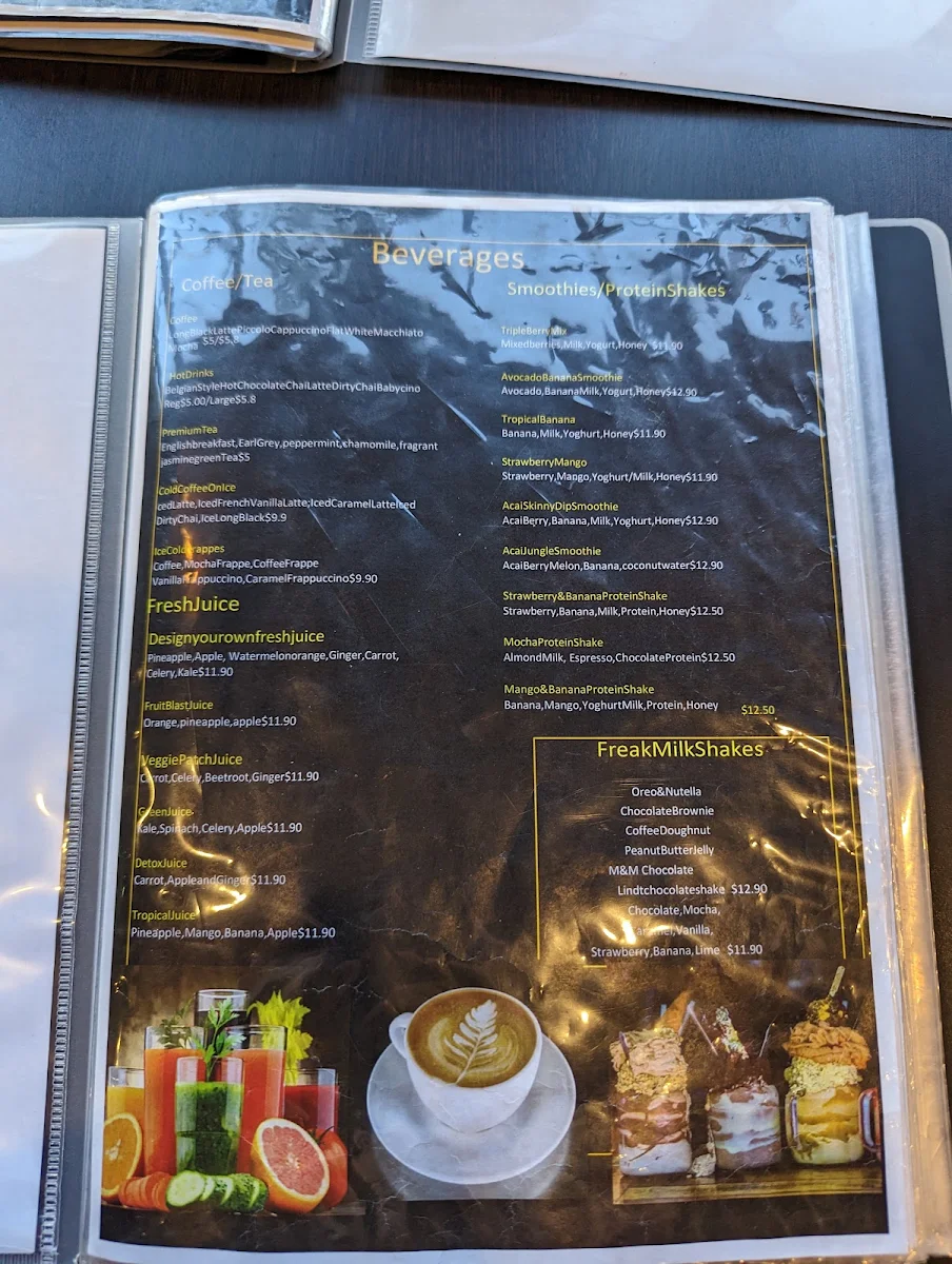 Menu, Luxe Cafe