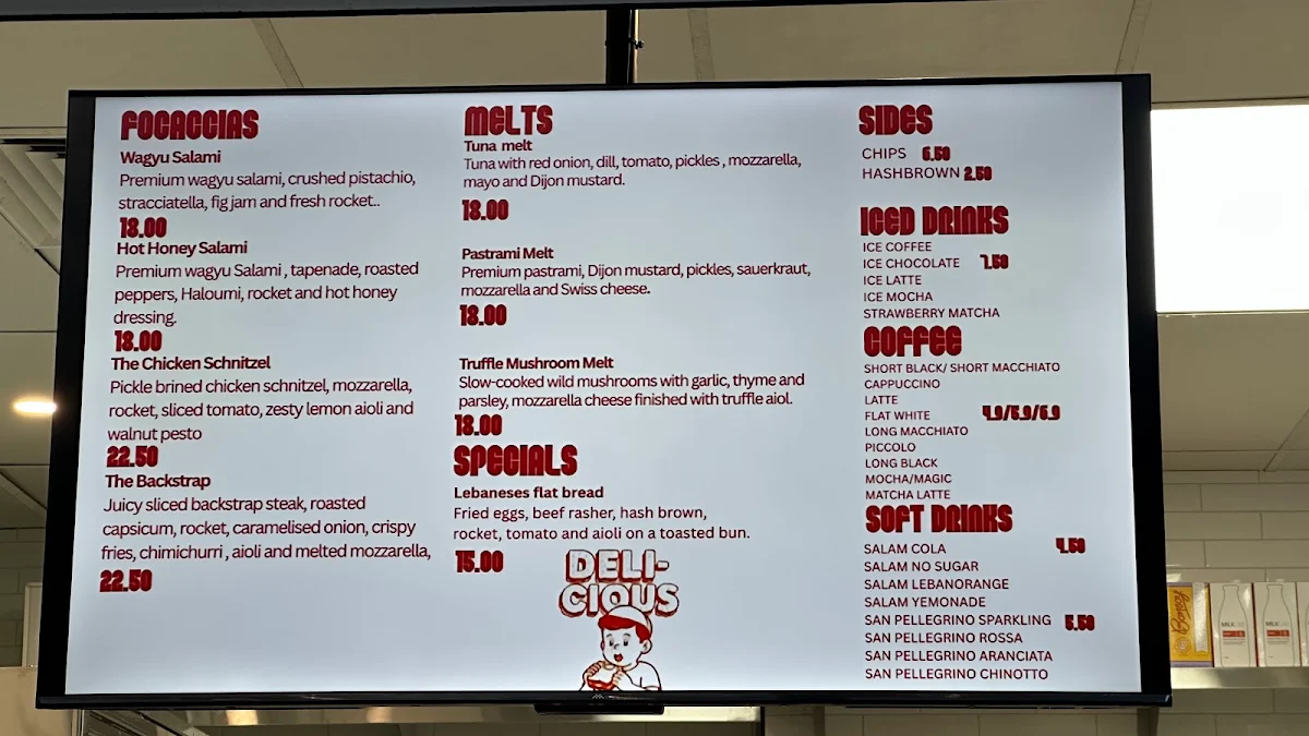 Menu, Deli-cious Deli