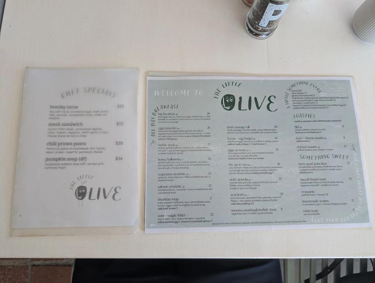 Menu, The Little Olive