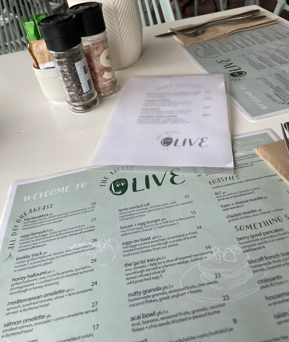 Menu, The Little Olive