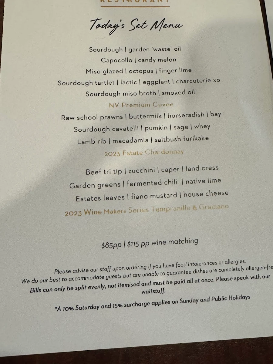 Menu, Brown Brothers Restaurant