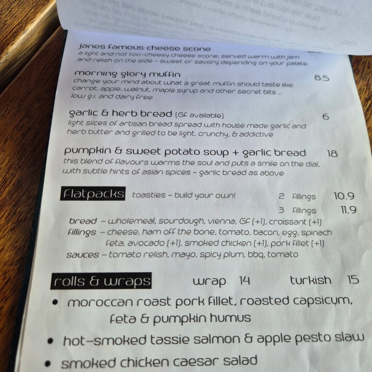Menu, Headquarters on Henley