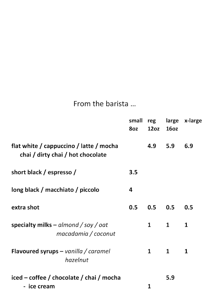 Menu, Headquarters on Henley