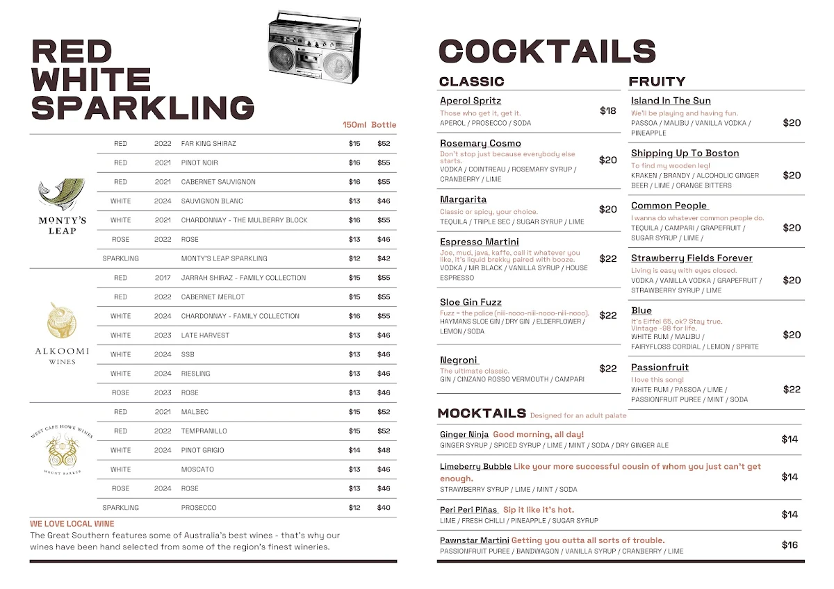 Menu, Six Degrees