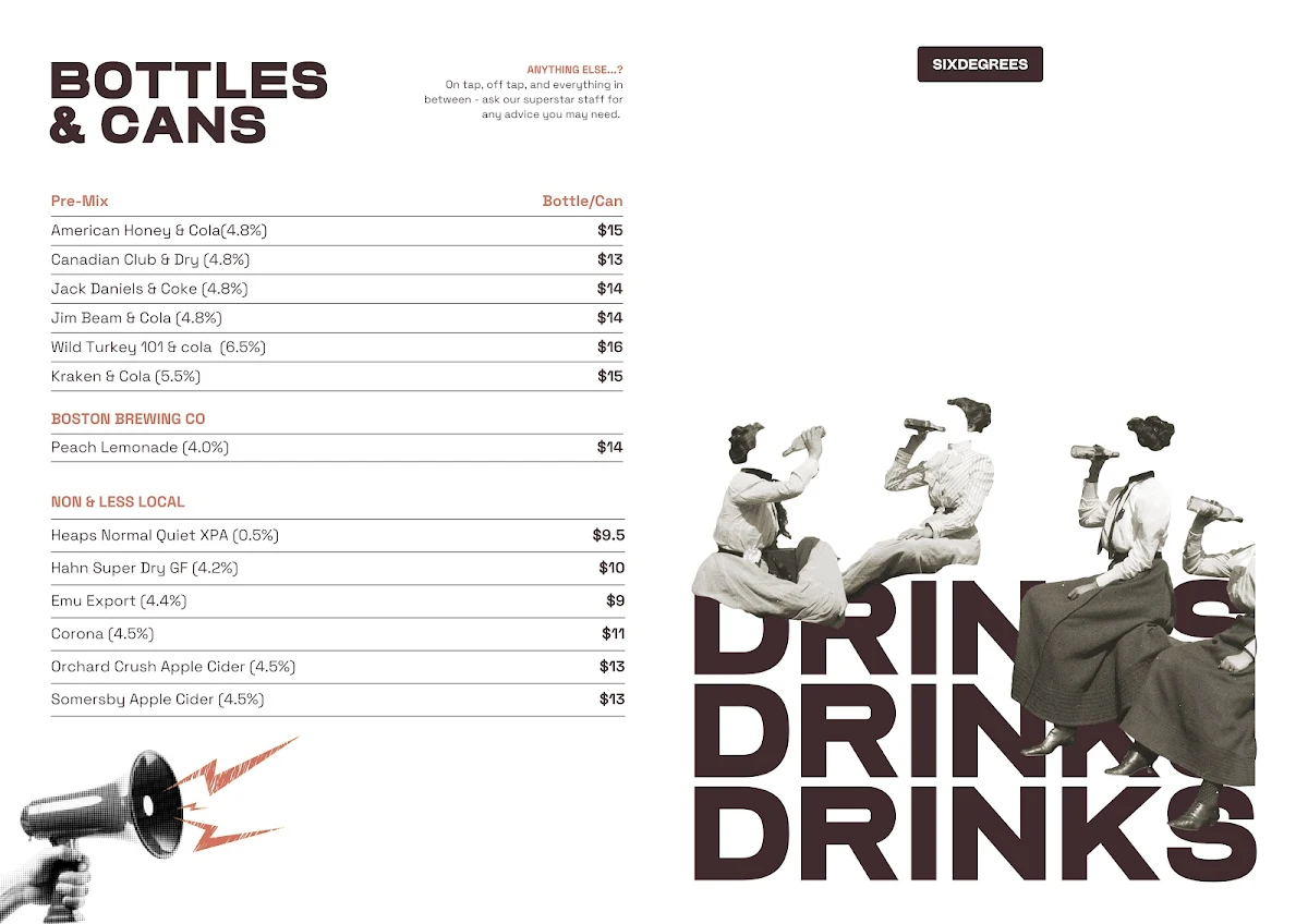 Menu, Six Degrees