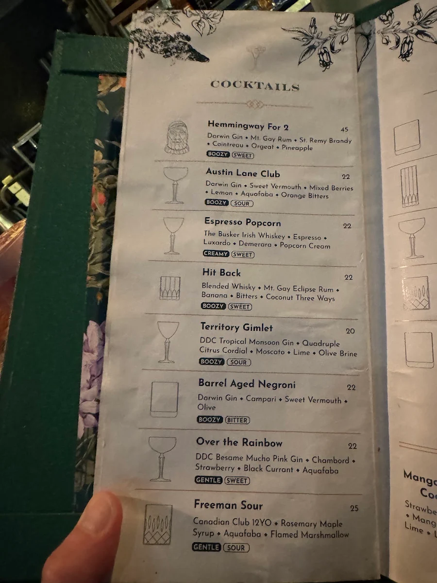Menu, Charlie's of Darwin