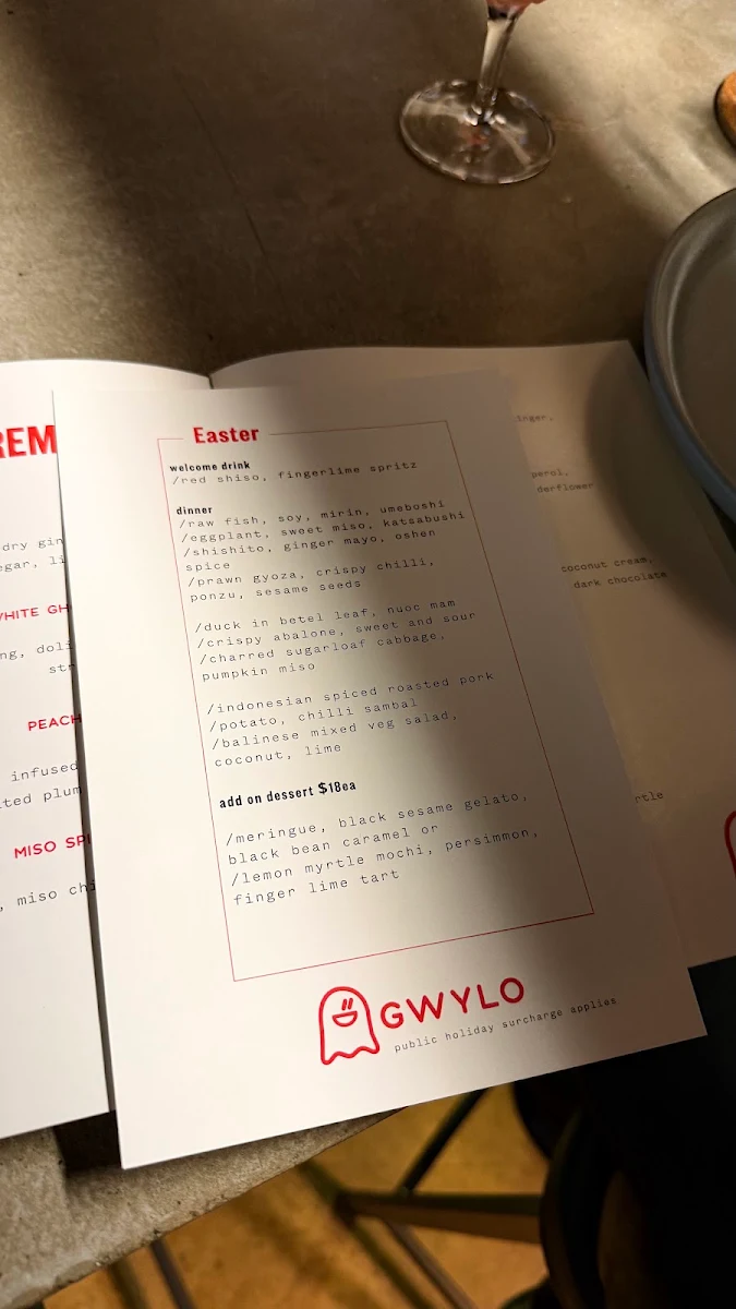 Menu, GWYLO