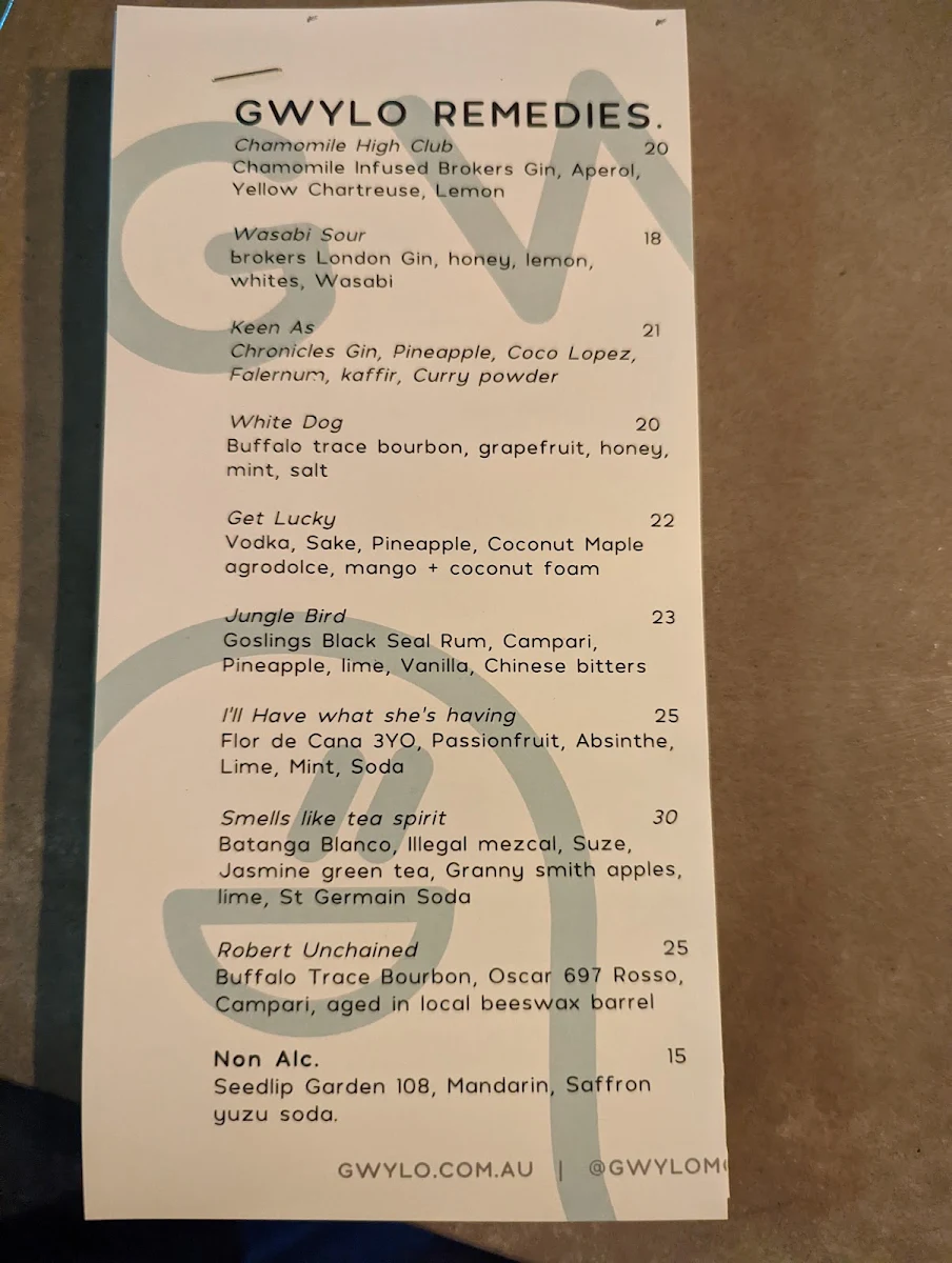Menu, GWYLO