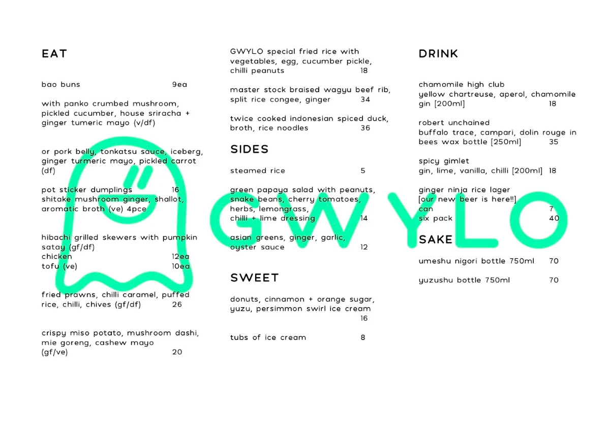 Menu, GWYLO