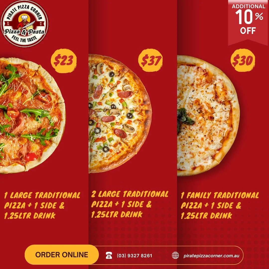 Menu, Pirate Pizza Corner