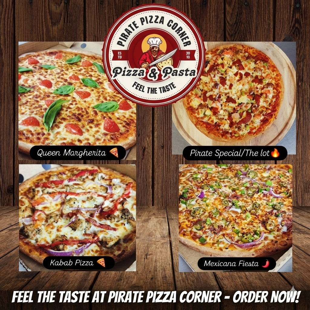 Menu, Pirate Pizza Corner
