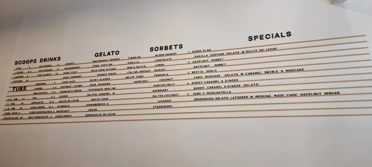 Menu, Gelato Messina Brighton Le Sands