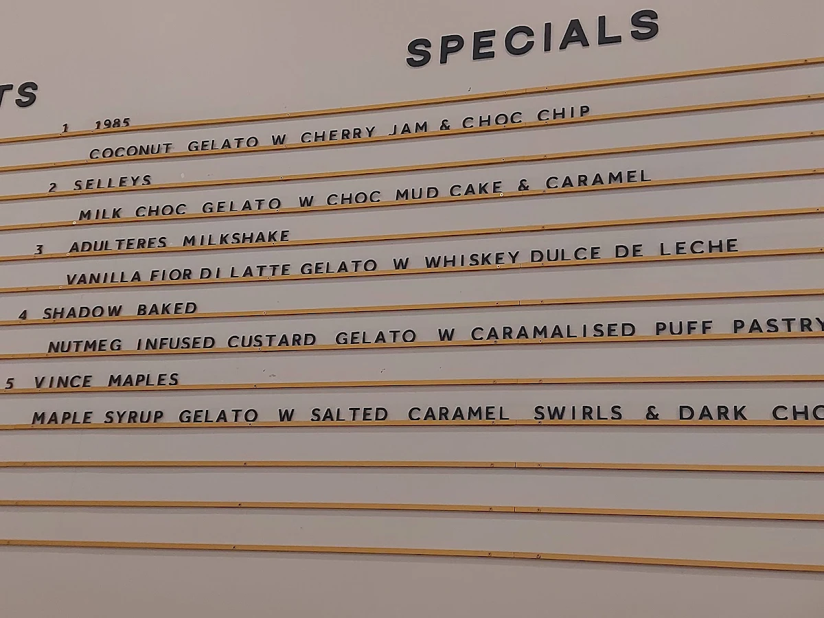 Menu, Gelato Messina Brighton Le Sands