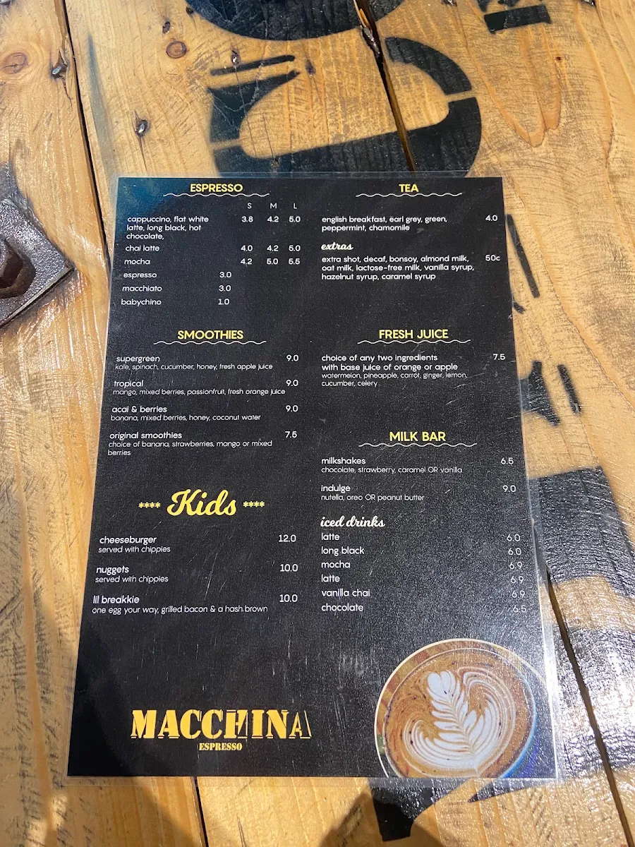 Menu, Macchina Espresso, Beecroft
