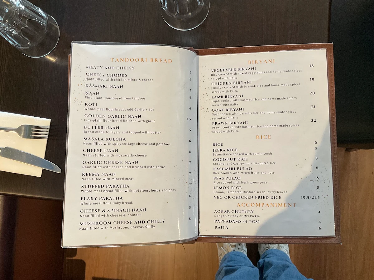 Menu, Cinnamon Indian Nepalese Restaurant & Bar