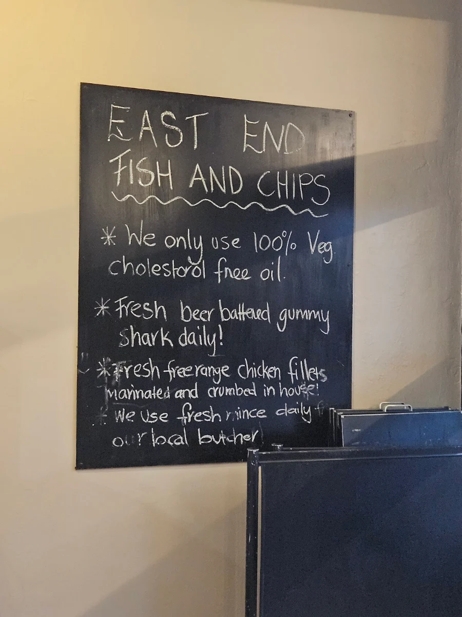 Menu, East End Fish & Chippery
