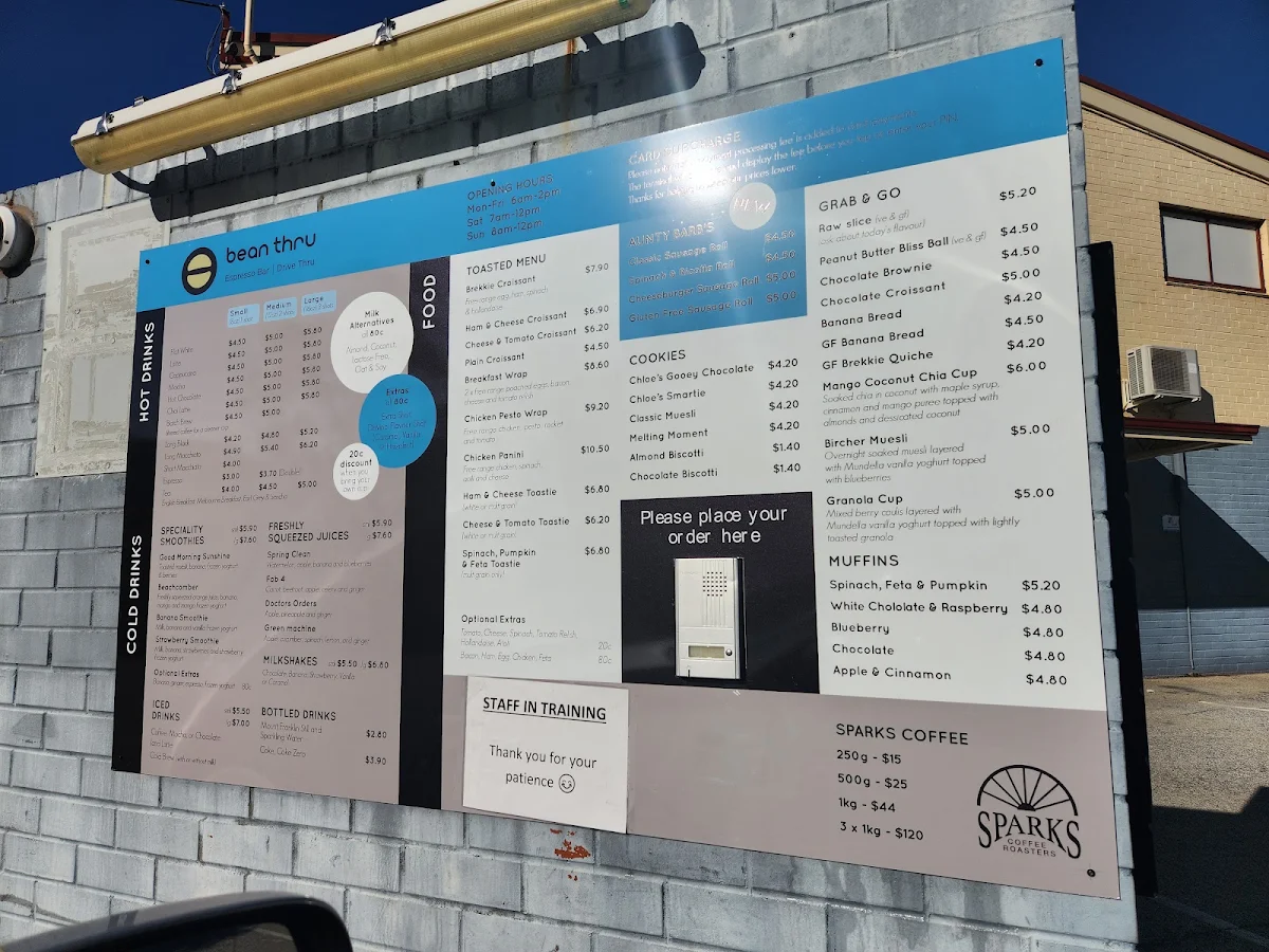 Menu, Bean Thru