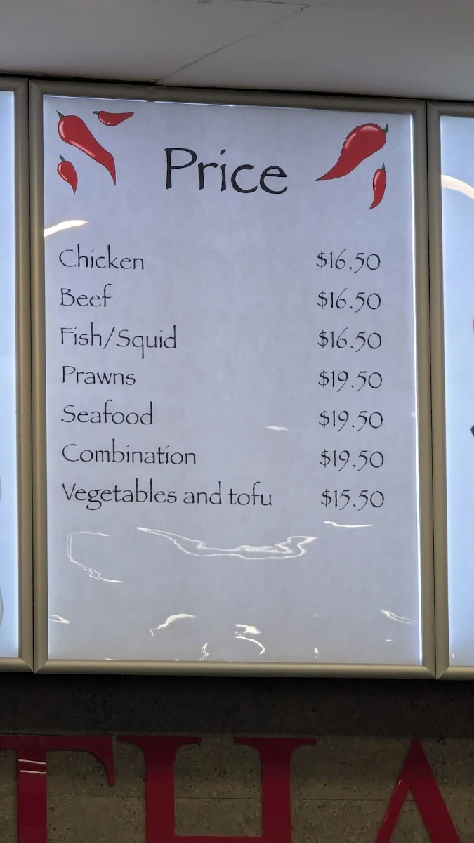 Menu, @Thai Spice