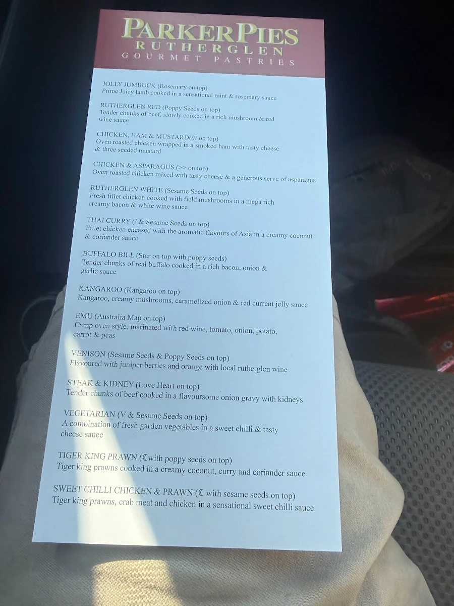 Menu, Parker Pies