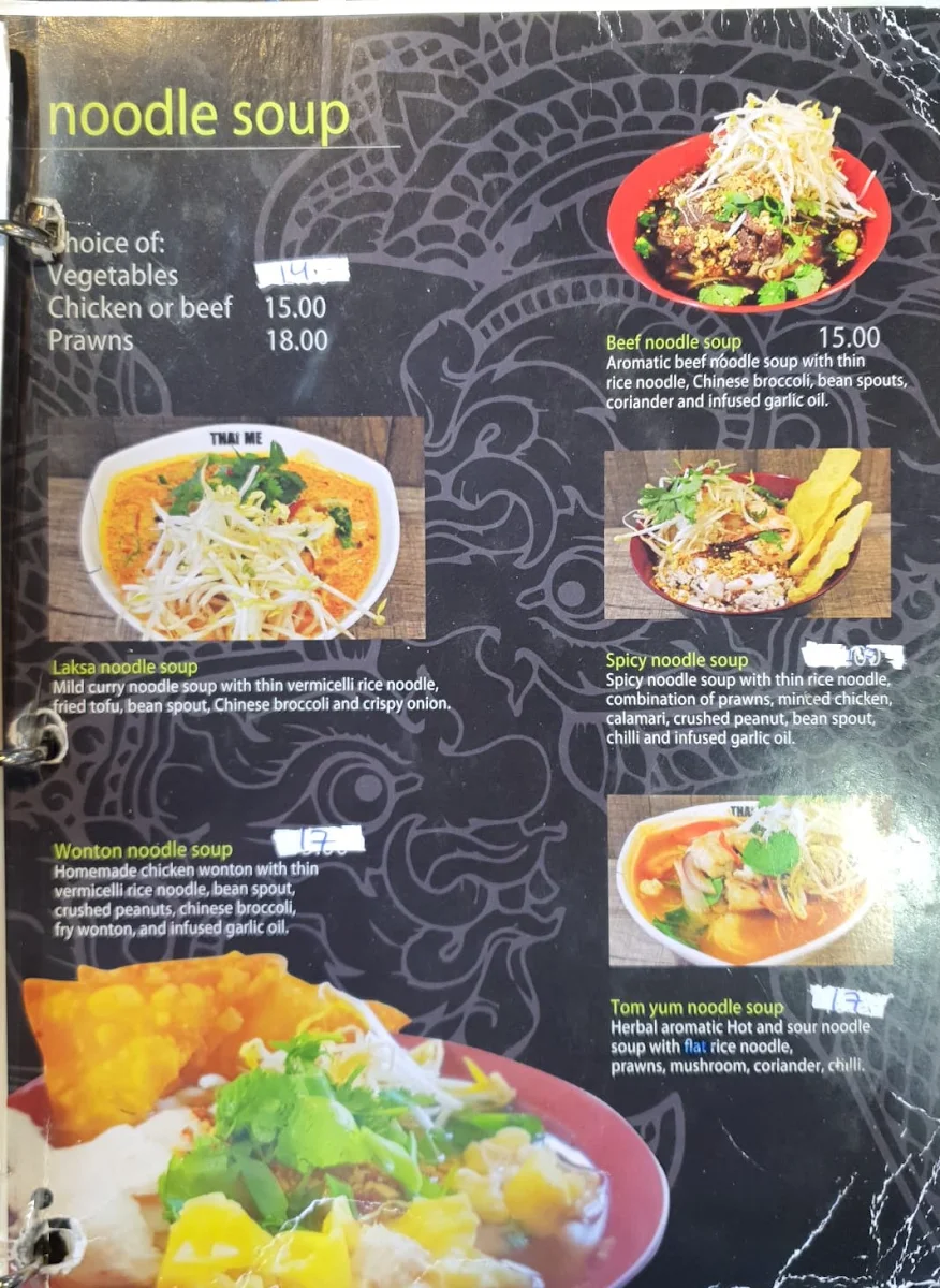 Menu, Thai Me Liverpool