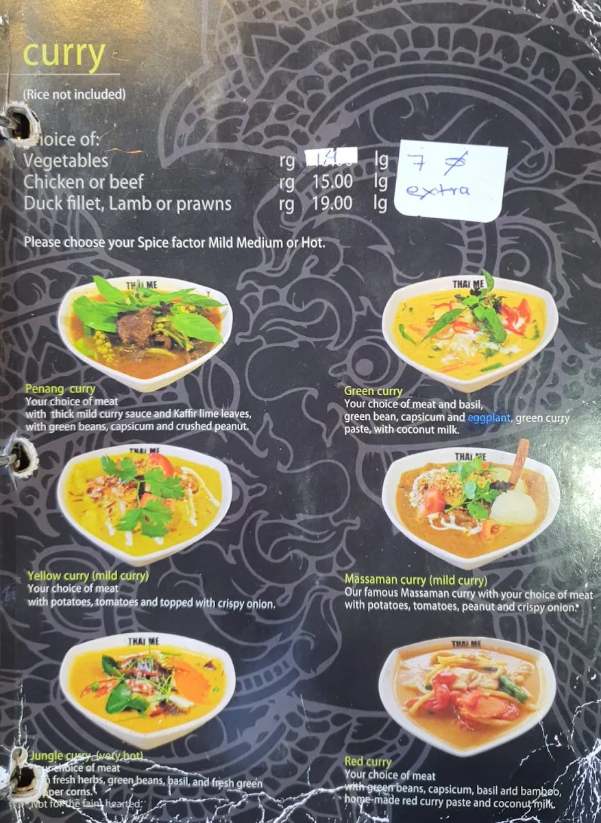 Menu, Thai Me Liverpool