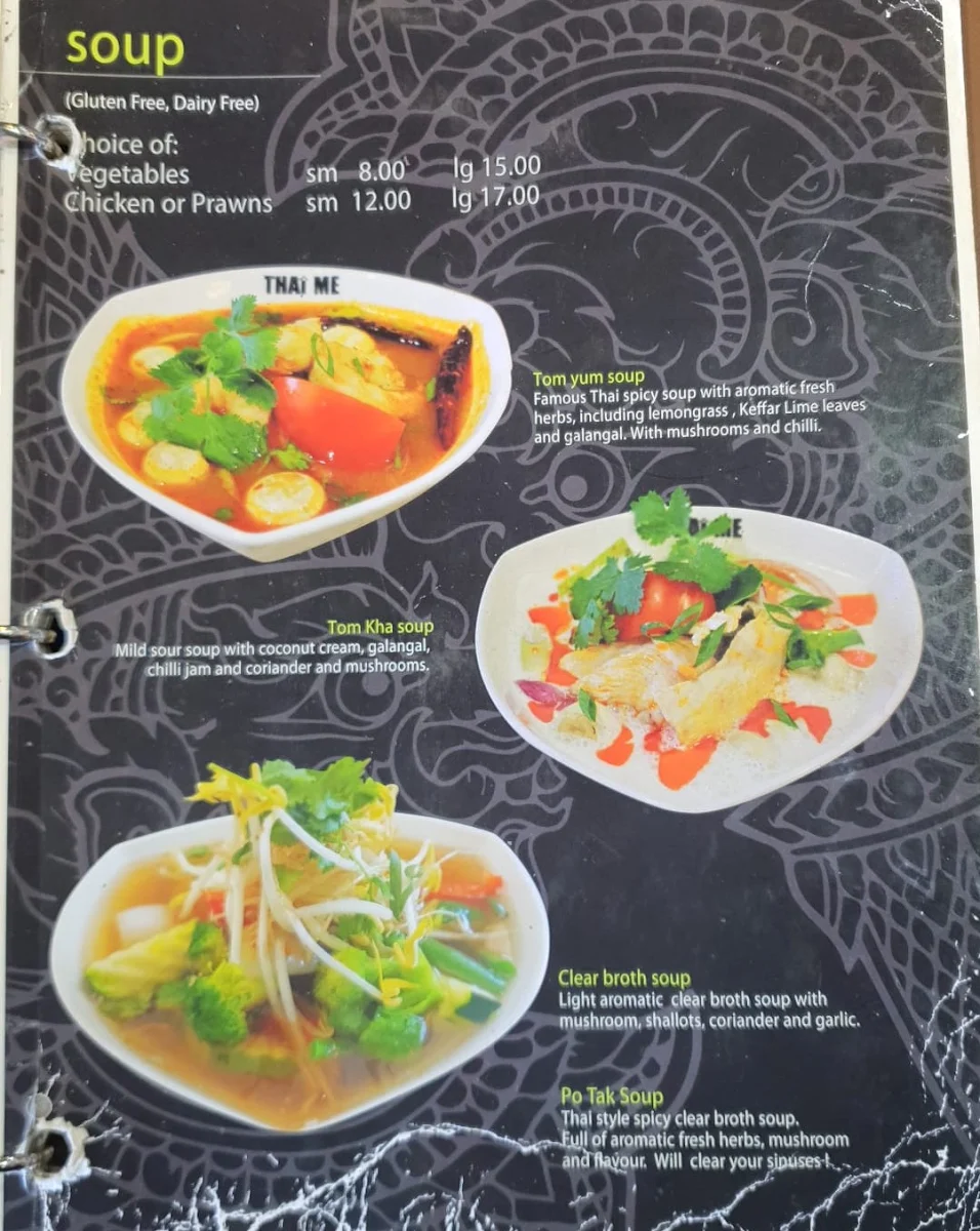 Menu, Thai Me Liverpool