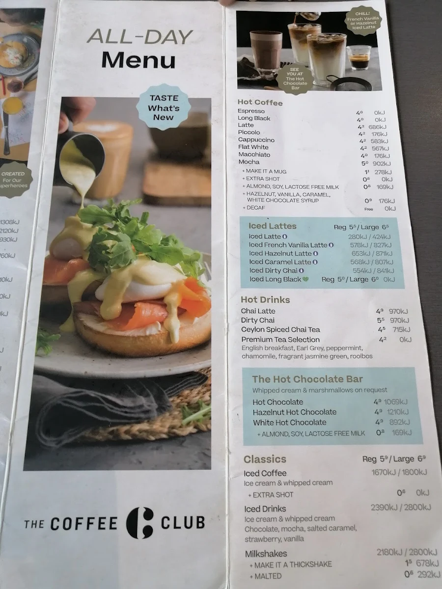 Menu, The Coffee Club Café - Bendigo