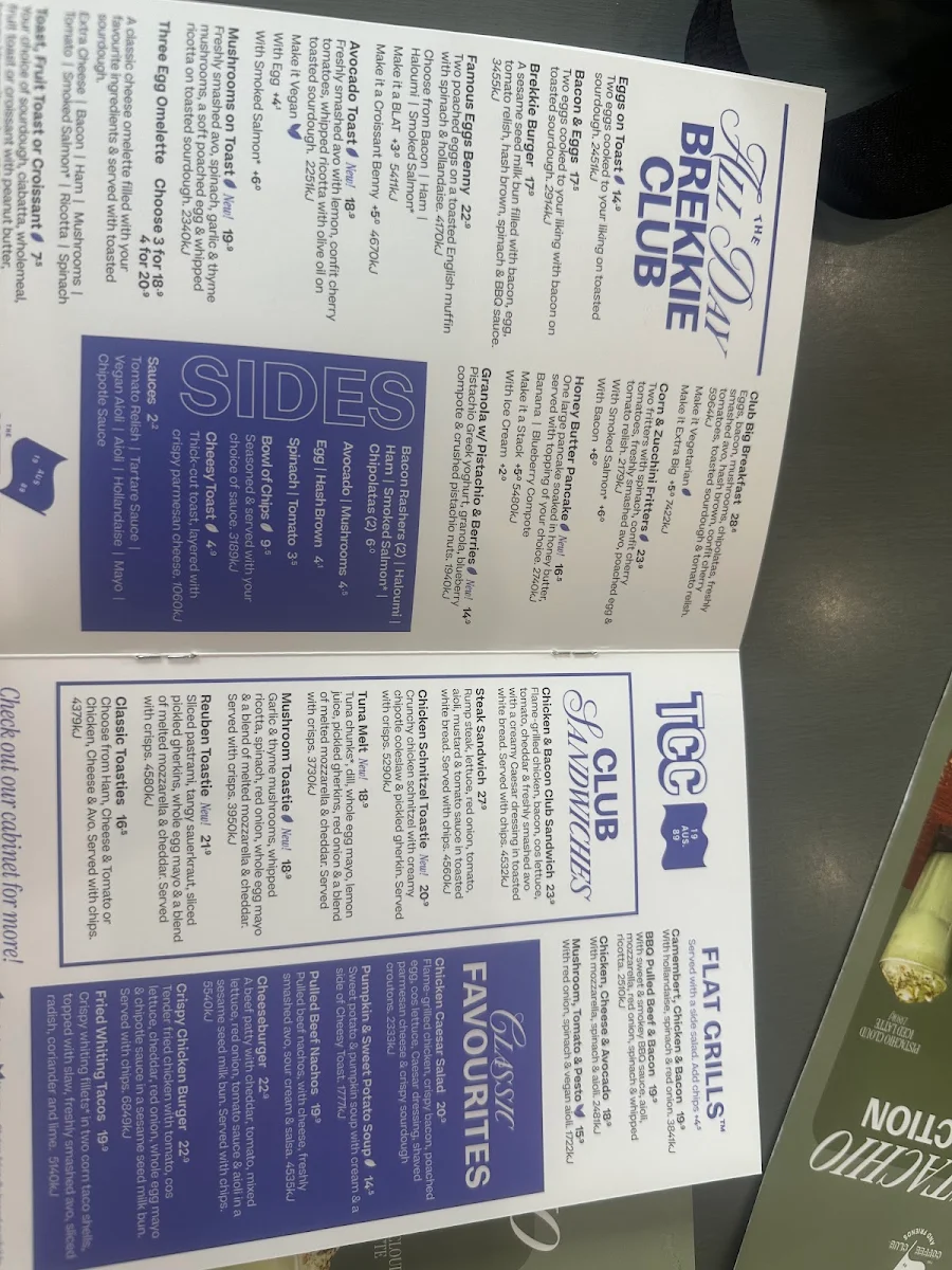 Menu, The Coffee Club Café - Bendigo