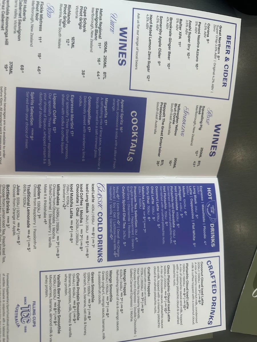 Menu, The Coffee Club Café - Bendigo
