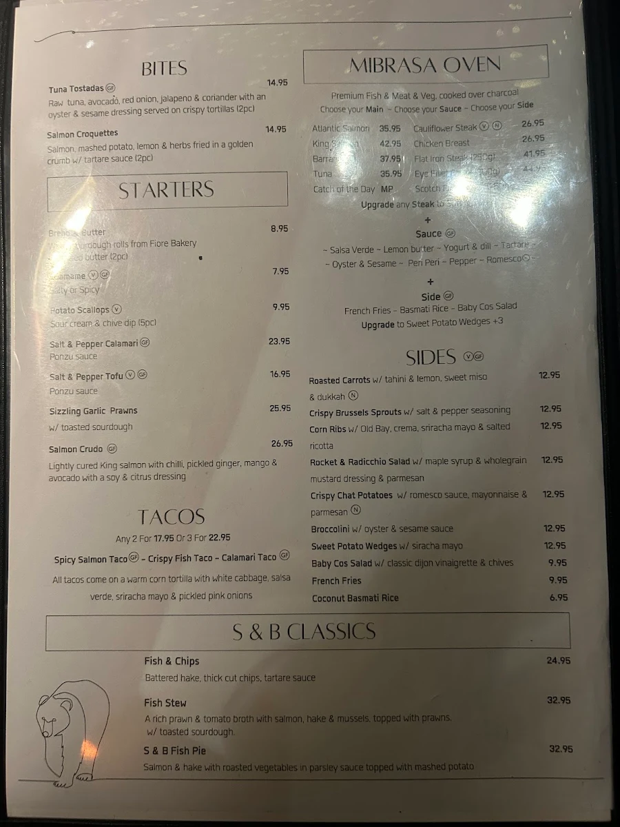 Menu, Salmon & Bear - Crows Nest