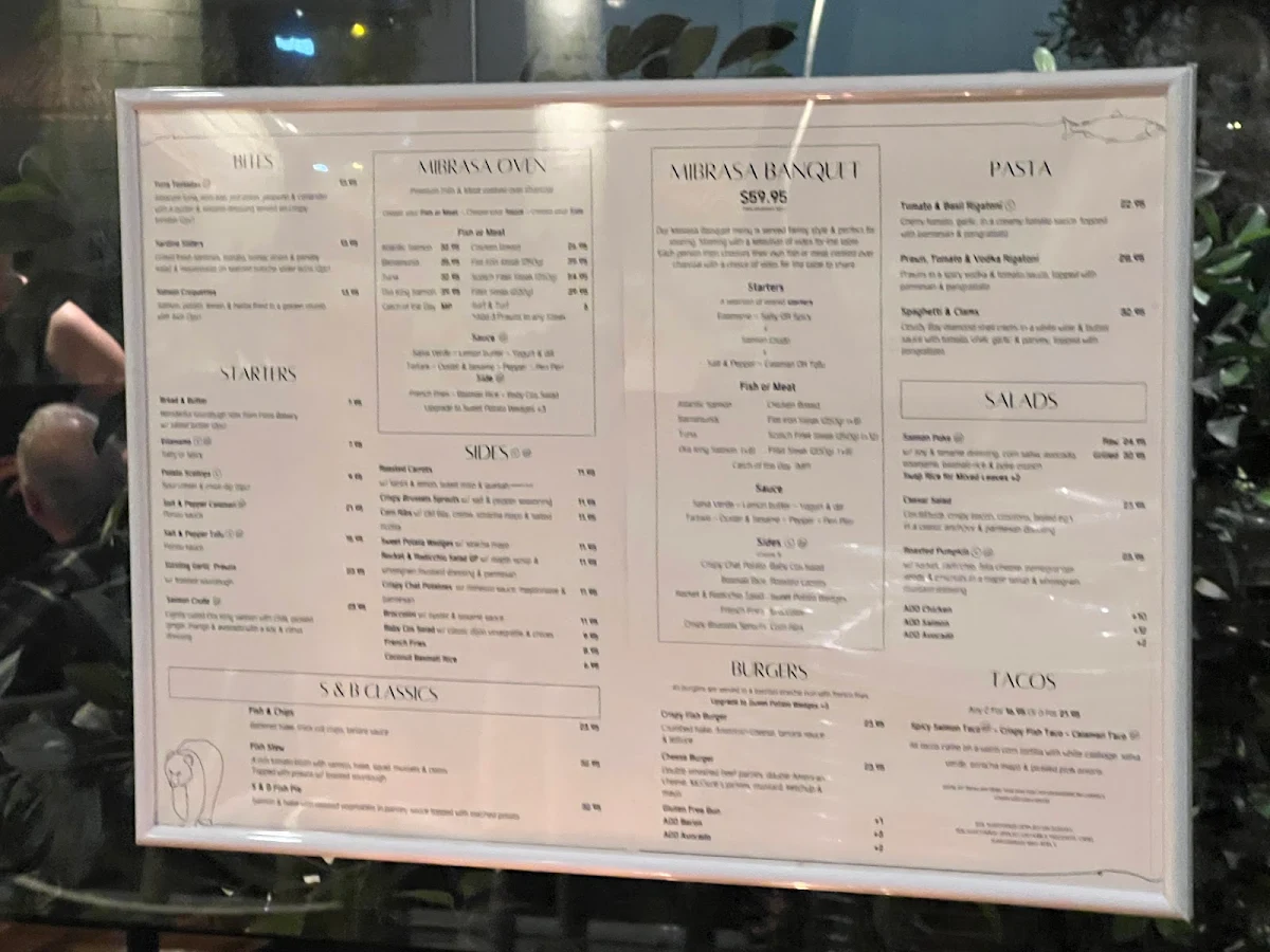 Menu, Salmon & Bear - Crows Nest