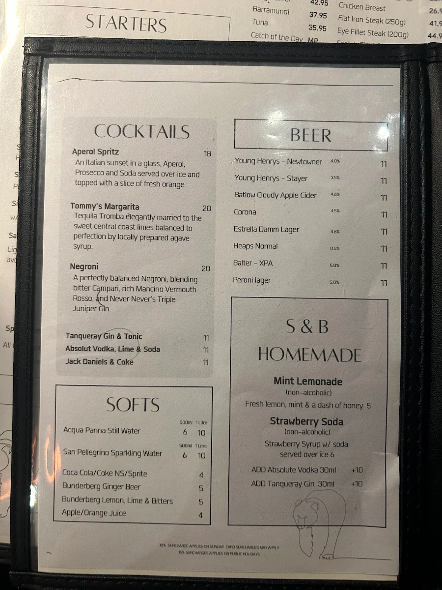 Menu, Salmon & Bear - Crows Nest