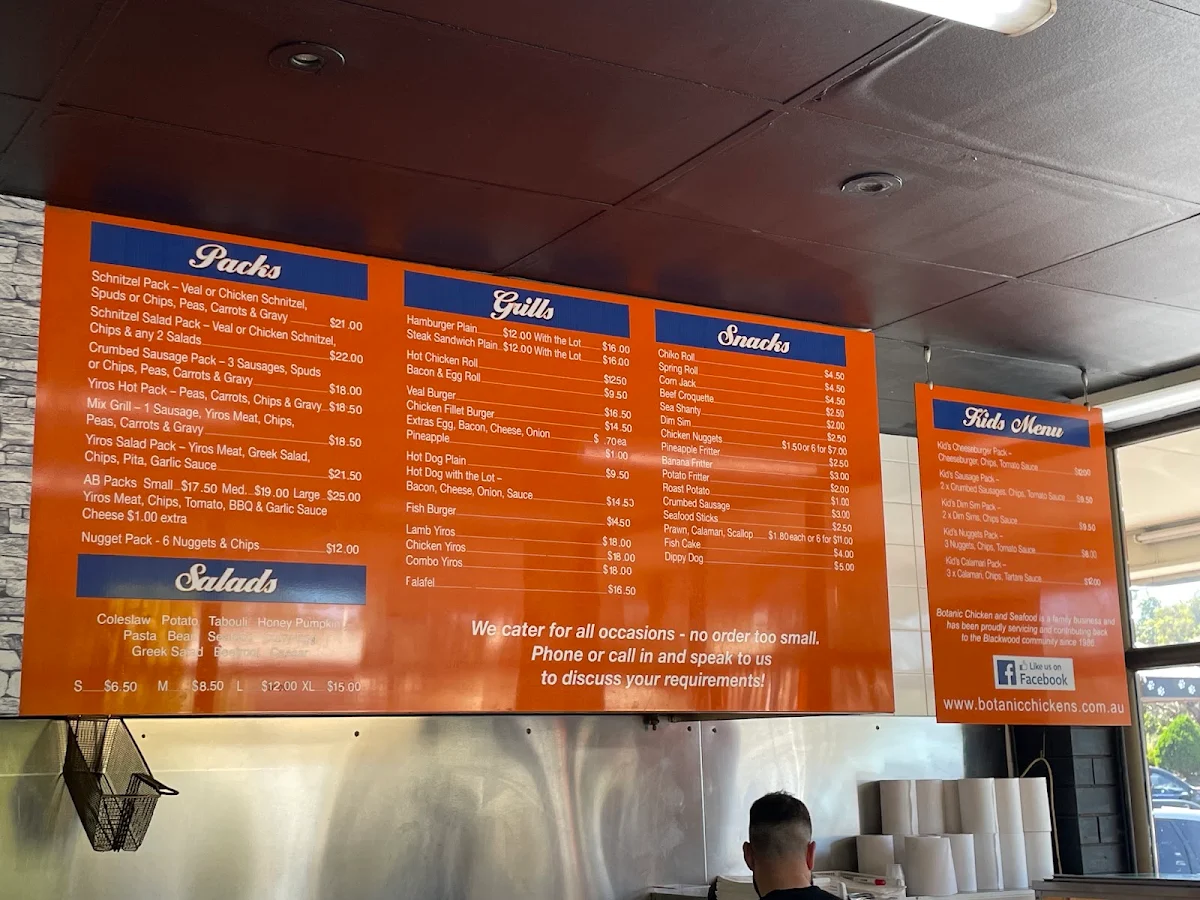 Menu, Botanic Chickens