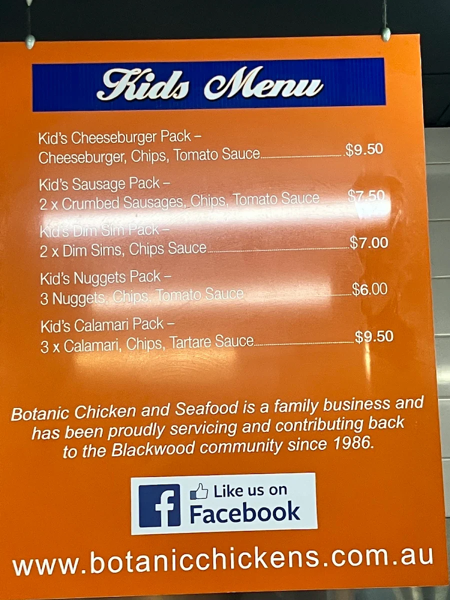 Menu, Botanic Chickens